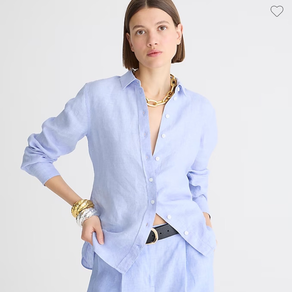 NWOT Baird McNutt Irish linen by J. Crew blue button down Size 0 Slim